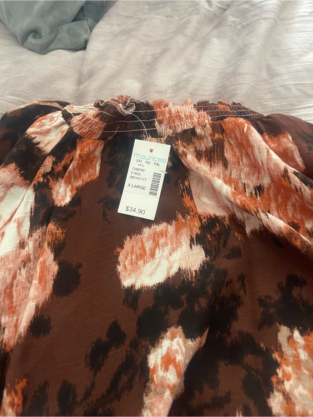 Maurices Brown, Rust & Cream Abstract Print Women's Tunic